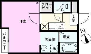 メゾンプランドール一ノ割(1K/1階)の間取り写真