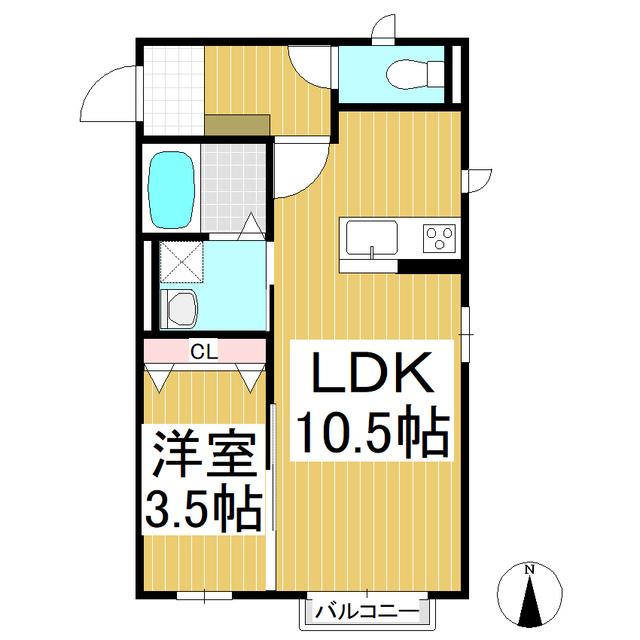 カサベルデ(1LDK/2階)の間取り写真