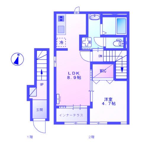 ATB 錦衣(1LDK/2階)の間取り写真