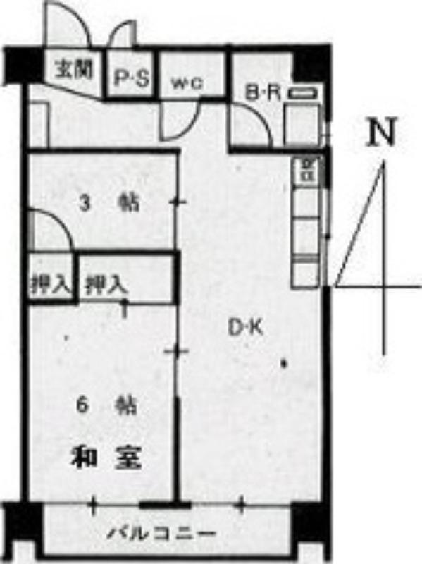 豊国ビル(1LDK/6階)の間取り写真