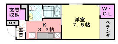 ECLORE(1K/2階)の間取り写真