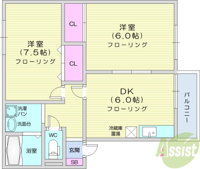 セジュール加茂(2DK/1階)の間取り写真