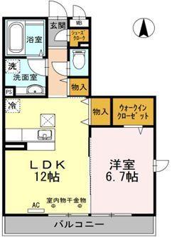 ラルーチェI(1LDK/3階)の間取り写真