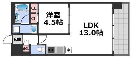 プレジオ玉造(1LDK/9階)の間取り写真