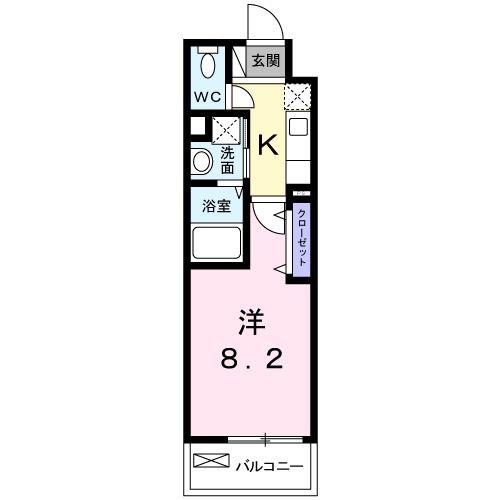 バンブー ラン(1K/2階)の間取り写真