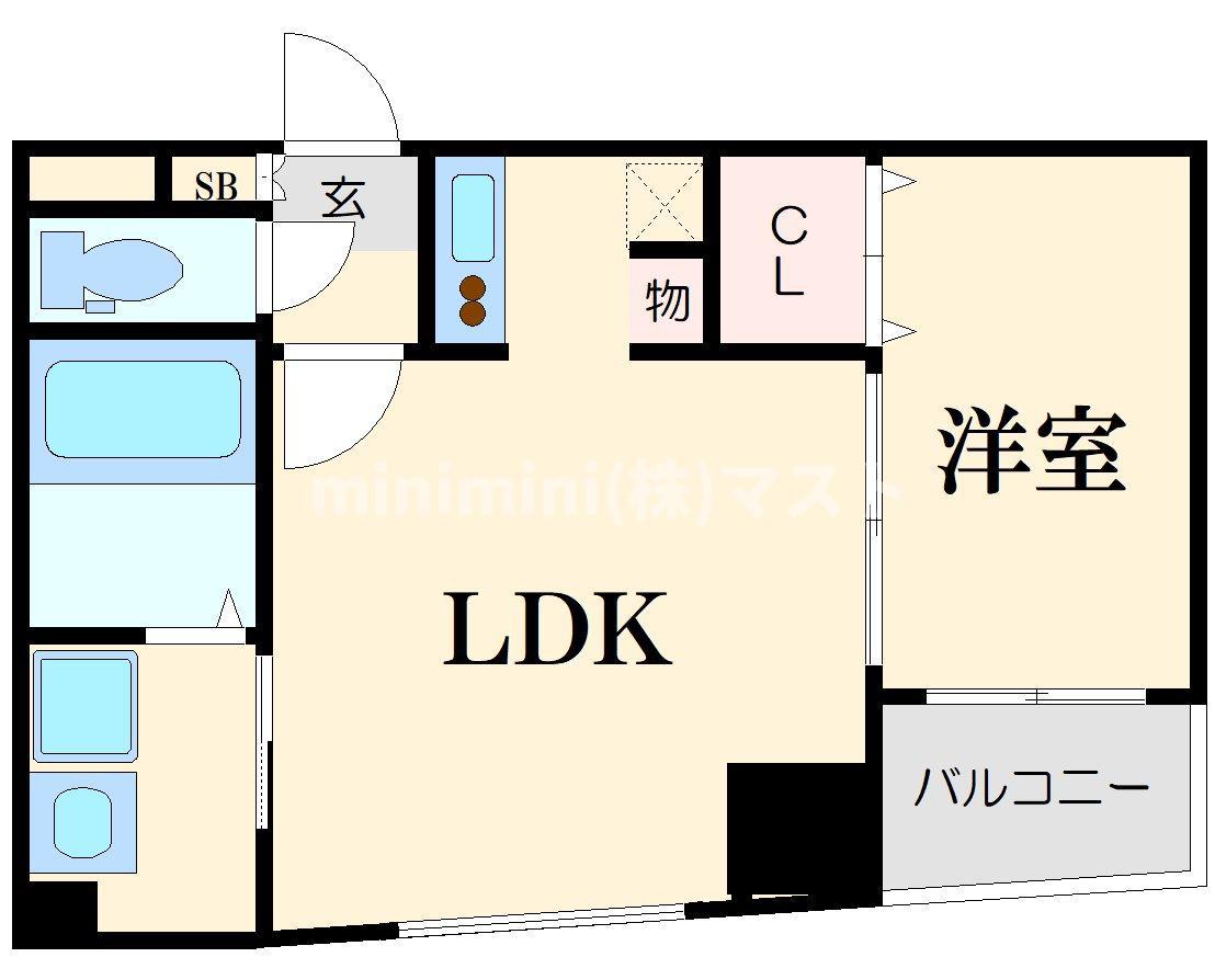 コスモ釣鐘町(1LDK/8階)の間取り写真