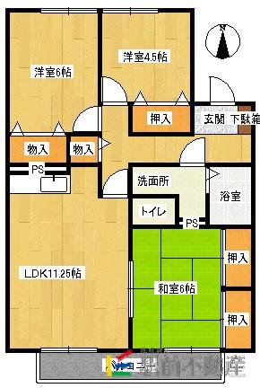 セジュールまどか(3LDK/2階)の間取り写真