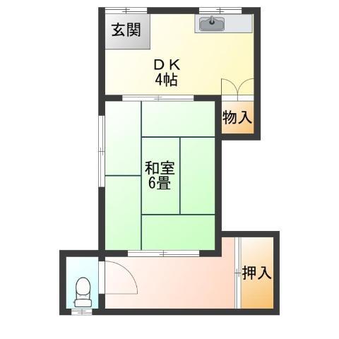 地下鉄四つ橋線 花園町駅 徒歩12分 1階建 築57年(1K/1階)の間取り写真
