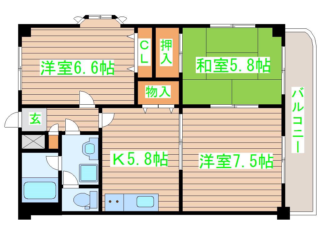 TRビル(3DK/3階)の間取り写真