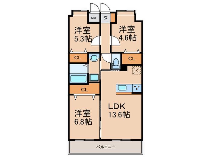 第44川崎ビル(3LDK/2階)の間取り写真