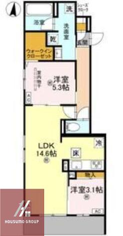 クラシスト三津屋南(2LDK/2階)の間取り写真