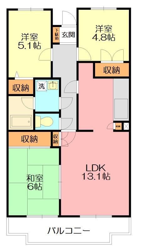 エスポアール高森(3LDK/1階)の間取り写真