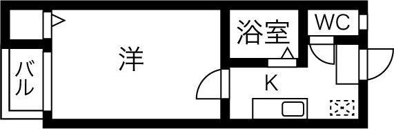 ヴィアトール(1K/2階)の間取り写真