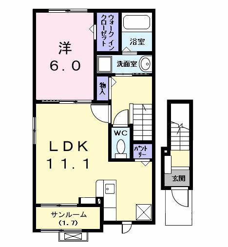 カンファタブルKII(1LDK/2階)の間取り写真