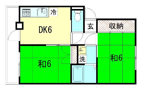 メゾンヴァンヴェール(2DK/3階)の間取り写真