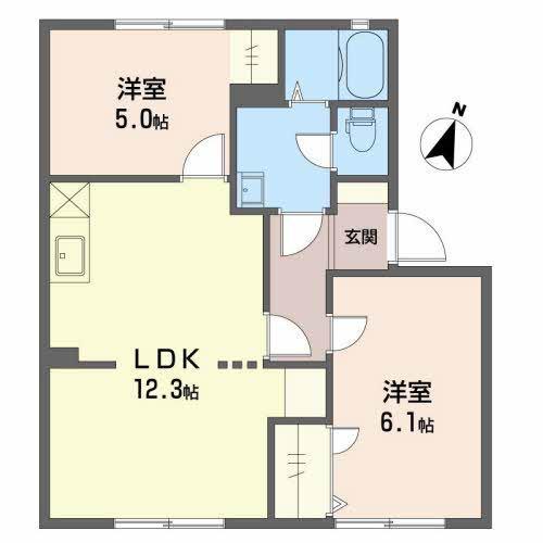 ハイツマツゾエC(2LDK/1階)の間取り写真