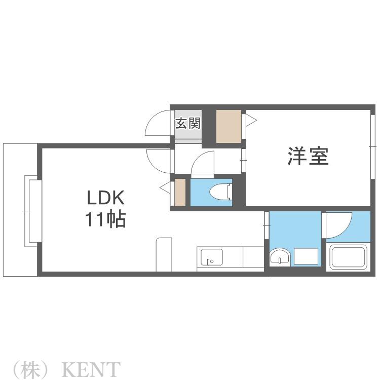 ボナール(1LDK/2階)の間取り写真