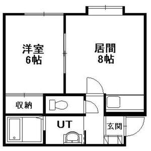 ユニゾン西町(1LDK/2階)の間取り写真