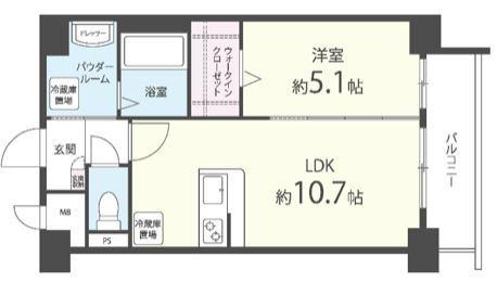 グランドシャトー花畑T・S(1LDK/6階)の間取り写真