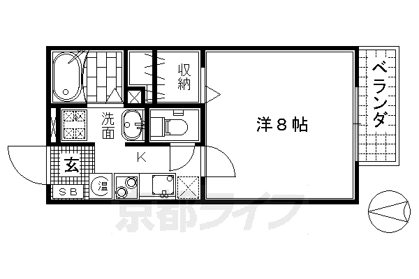 カナル桃山II(1K/1階)の間取り写真