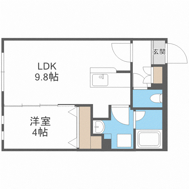 グランドサクセス北6条(1LDK/2階)の間取り写真