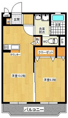 アウル横瀬(1LDK/2階)の間取り写真