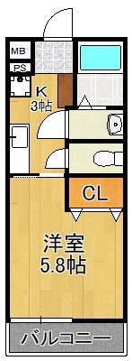 DK.RELACIONES A棟(1K/2階)の間取り写真