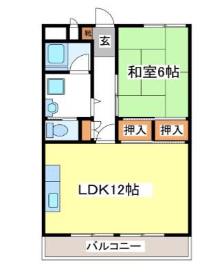 宮尾ハイツ(1LDK/4階)の間取り写真