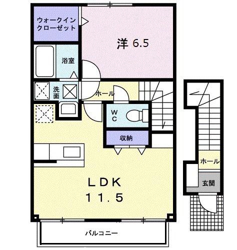 ドルチェ ローザI(1LDK/2階)の間取り写真