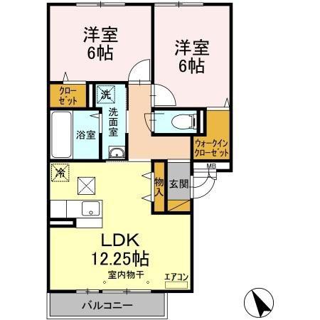 ブランシュールA棟(2LDK/1階)の間取り写真