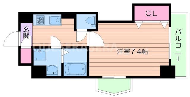 LUXE西田辺(1K/2階)の間取り写真