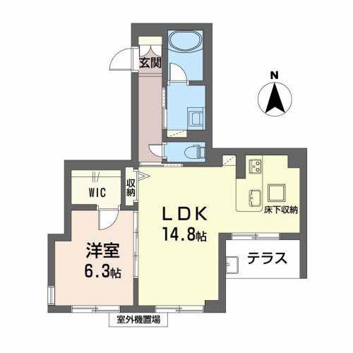 HERITAGE洛南東寺(1LDK/1階)の間取り写真