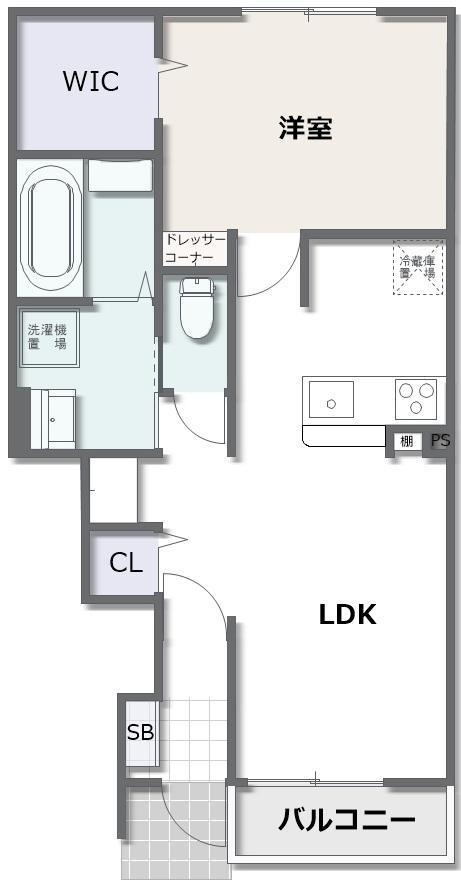 富益町アパート(1LDK/1階)の間取り写真