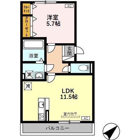 LA・FLORESTA(1LDK/2階)の間取り写真