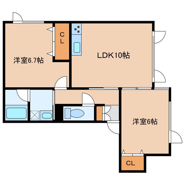 M-ADAJIO(2LDK/2階)の間取り写真