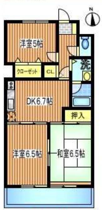 大関山ハイツ(3DK/7階)の間取り写真