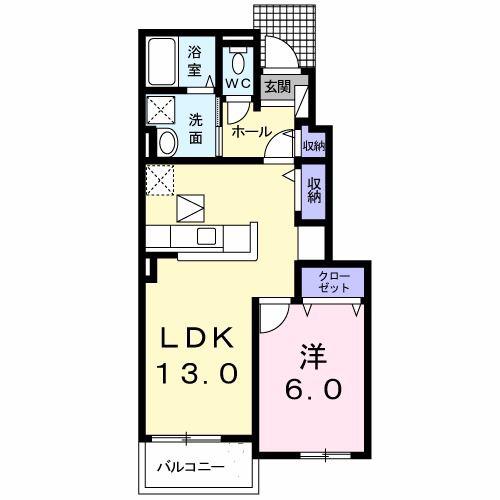 ベル アンジュA(1LDK/1階)の間取り写真