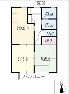ピュアライズ吉村 A棟(2DK/1階)の間取り写真