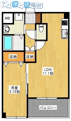 ファーストクラス牡丹山(1LDK/2階)の間取り写真