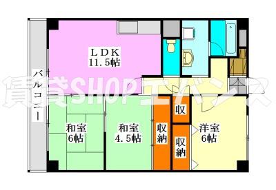 ガーデンヒルズソフィア(3LDK/1階)の間取り写真