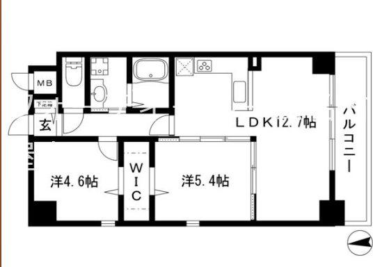 プレイス浅間(2LDK/6階)の間取り写真