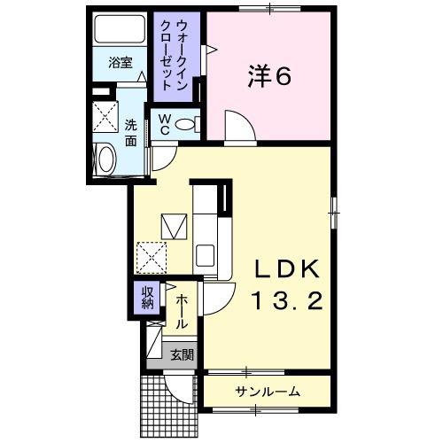 カーサ プラシードII(1LDK/1階)の間取り写真