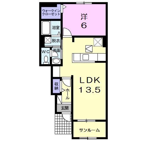 サンリット アークI(1LDK/1階)の間取り写真