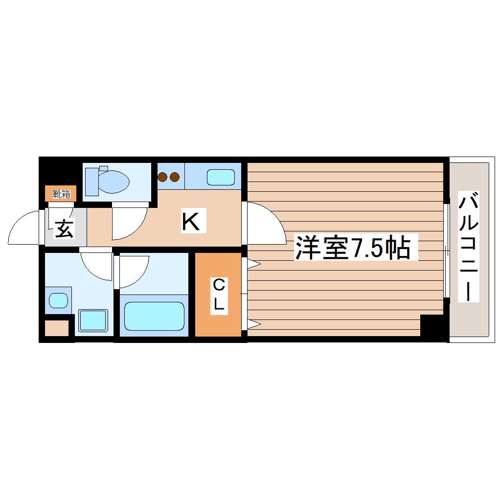 プレベール(1K/3階)の間取り写真