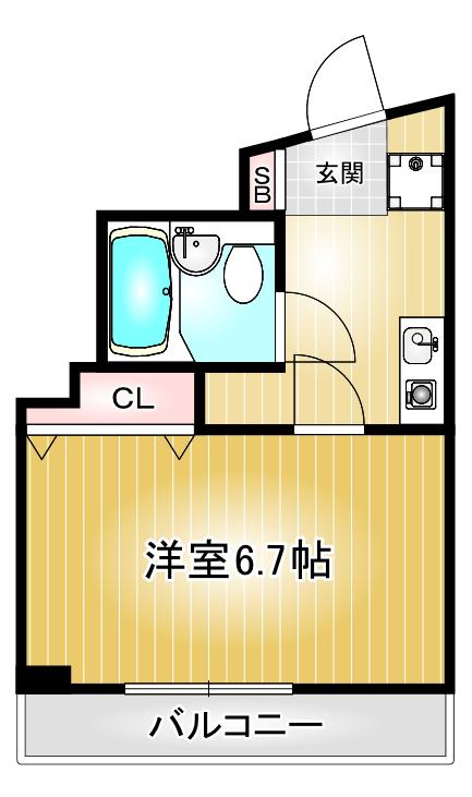 第114プロスパービル(ワンルーム/6階)の間取り写真