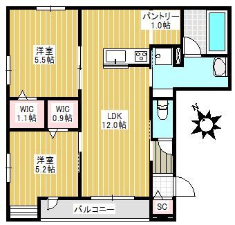 アトラスR(2LDK/2階)の間取り写真