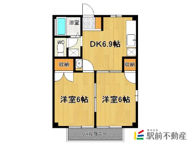 コーポひまわり(2DK/2階)の間取り写真