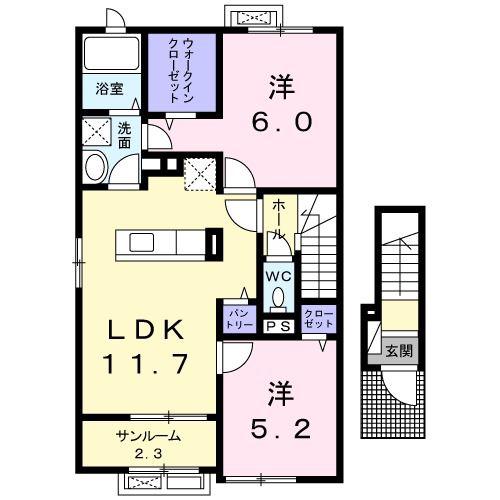 エル ガーデンIII(2LDK/2階)の間取り写真