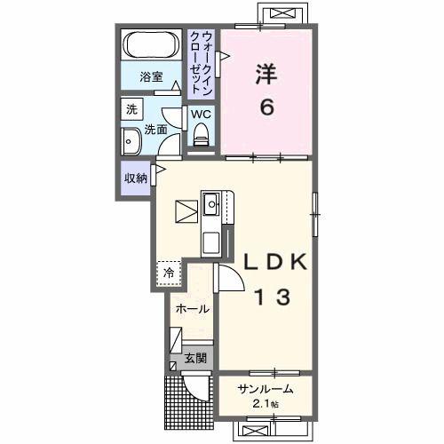 シャイントラスト(1LDK/1階)の間取り写真