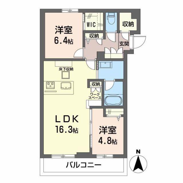 リオリエントスティール(2LDK/1階)の間取り写真